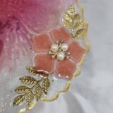 Pink Resin Pooja Plate with Golden Ganesha