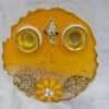 Yellow Resin Pooja Thali with Ganesha Idol and Floral Decoration