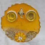Yellow Resin Pooja Thali with Ganesha Idol and Floral Decoration