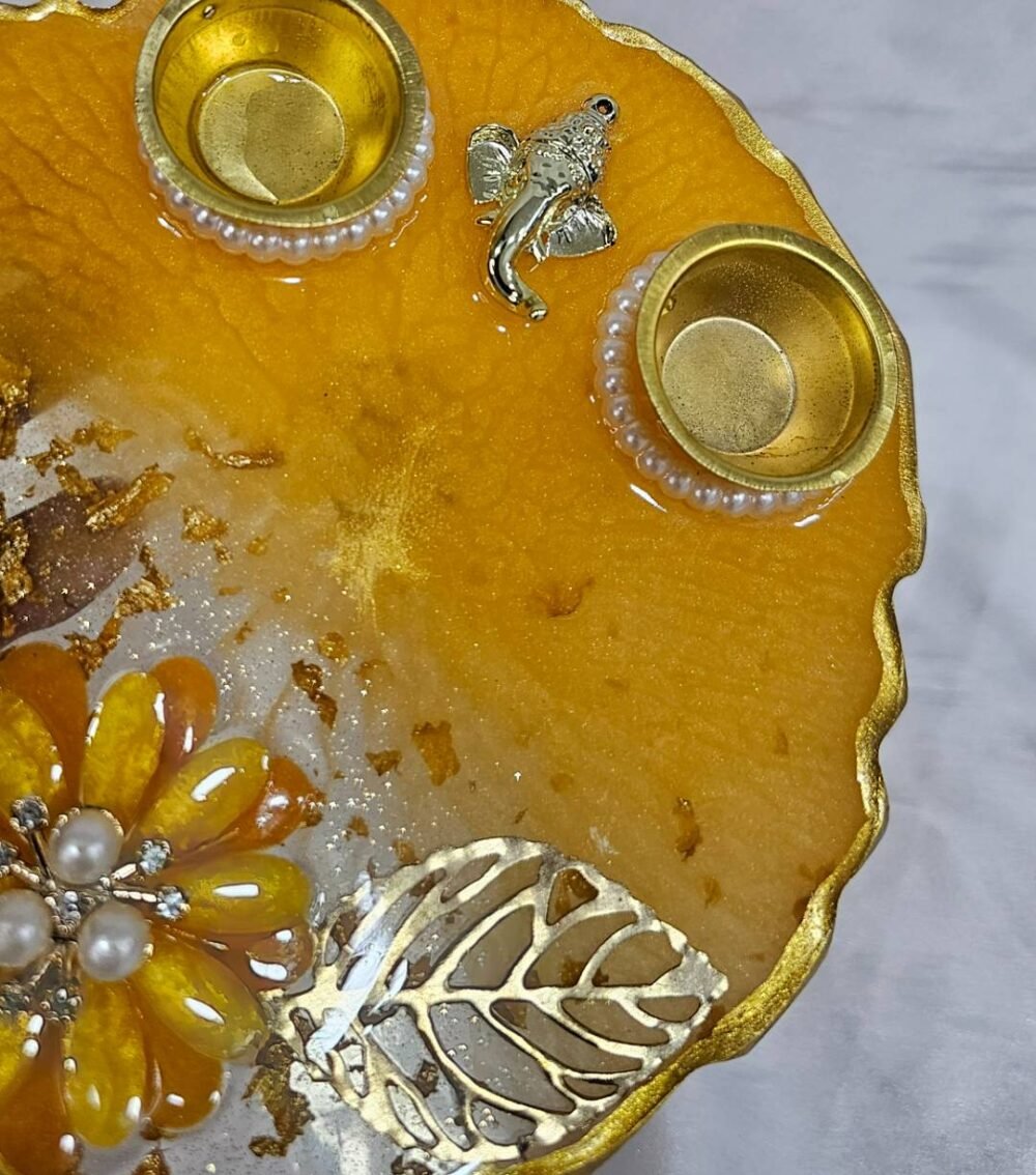 Ganesha Pooja Thali with Pearl Floral Design
