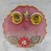 Light Pink Resin Pooja Thali with Ganesha Idol
