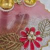 Handmade Resin Diya Plate with Floral Design