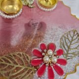 Handmade Resin Diya Plate with Floral Design