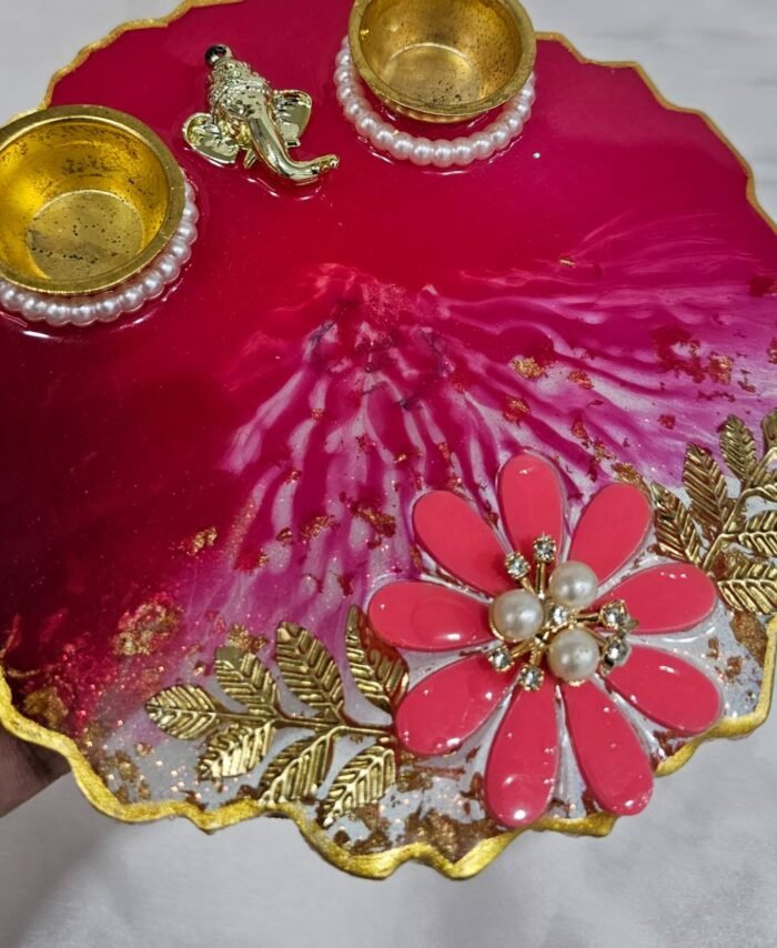 Handmade Decorative Resin Pooja Plate for Festivals