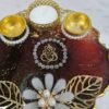 Handmade Resin Plate with Floral Decoration and Candle Holder