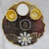 Brown Resin Pooja Thali with Ganesha Motif and Dual Diyas