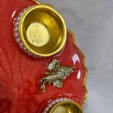 Decorative Red Resin Thali for Festivals