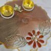 Handmade decorative pooja plate with floral and pearl design