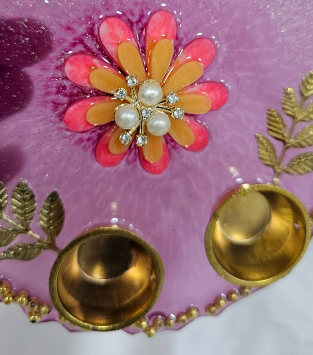 Luxury resin thali with golden border for rituals