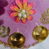 Luxury resin thali with golden border for rituals