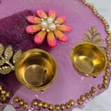 Purple resin thali for festive pooja and weddings