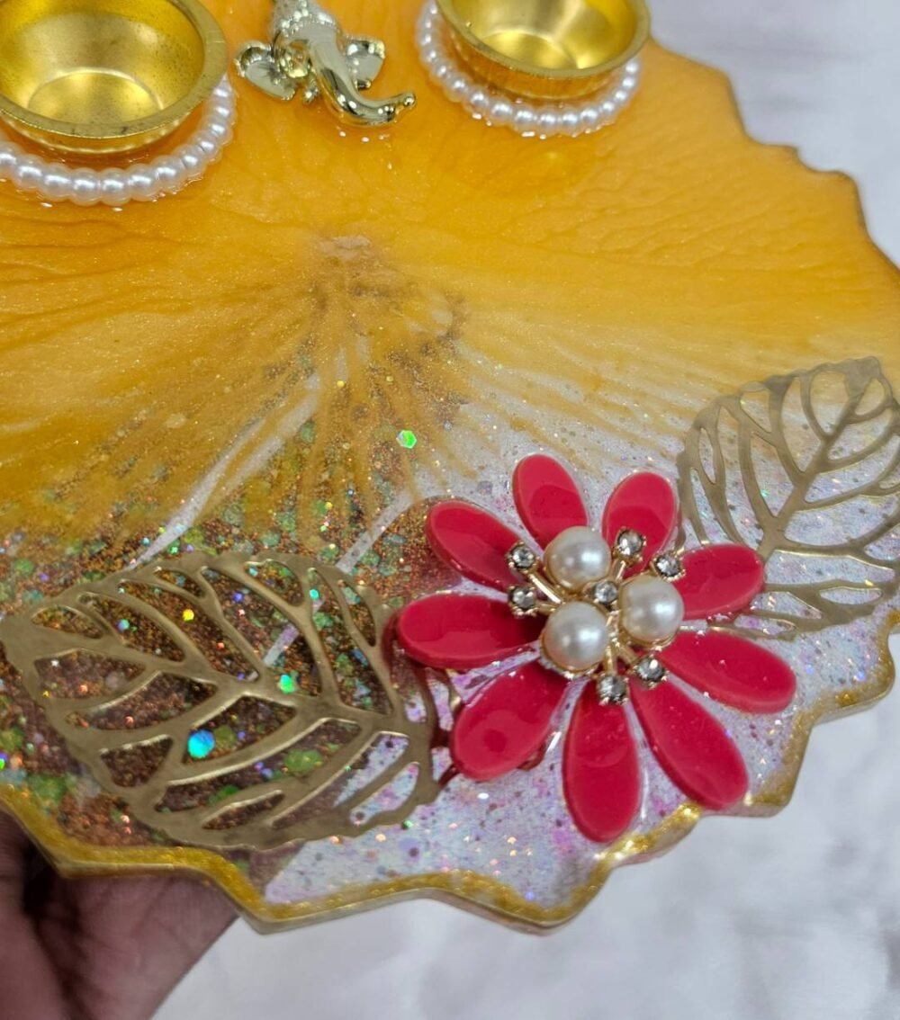 Orange resin thali for Diwali and rituals