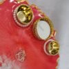 Red resin pooja plate with diya holders for festivals