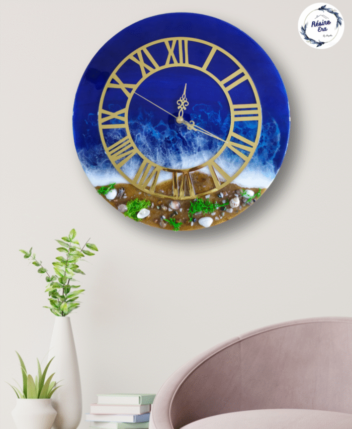 Ocean theme resin wall clock Handmade resin wall clock Luxury epoxy resin clock