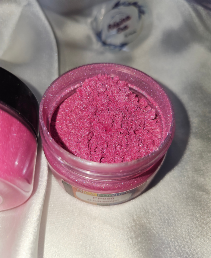 Carmine Pearl Mica Powder Pigment jar for resin art, epoxy, soap and candle making—vibrant Carmine pigment