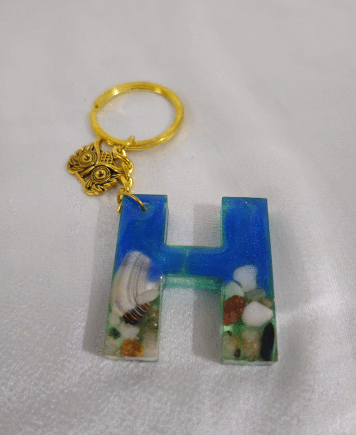 Resin Pebble style Keyring Letter H