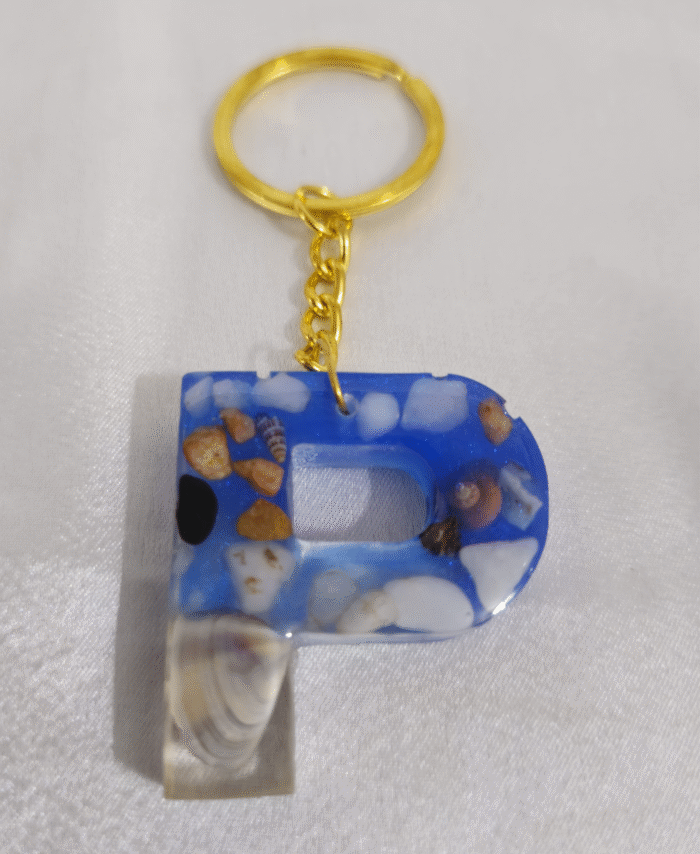 Resin Pebble style Keyring Letter P