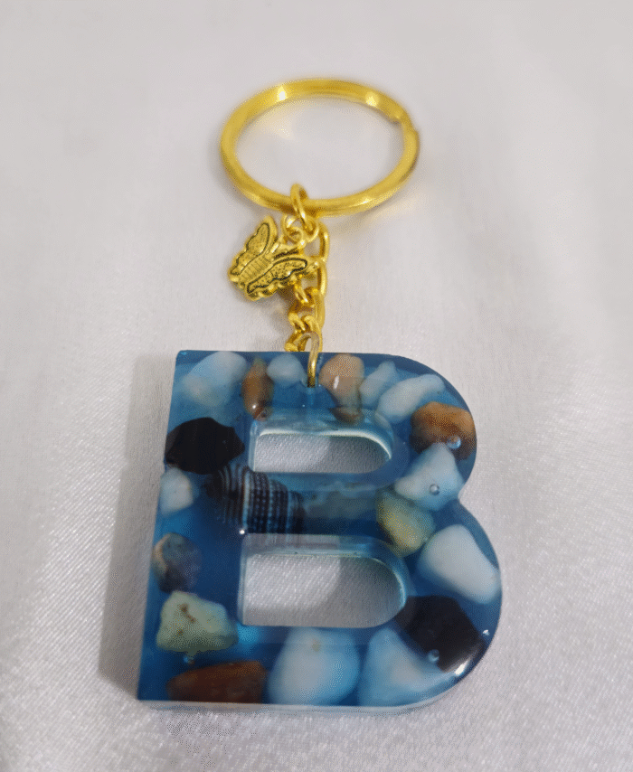 Resin Pebble-style Keyring Letter B