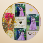 Personalized resin photo frame with preserved flowers and custom couple photograph – romantic anniversary or wedding keepsake