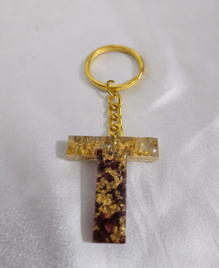 Resin Glitter Keyring Letter T