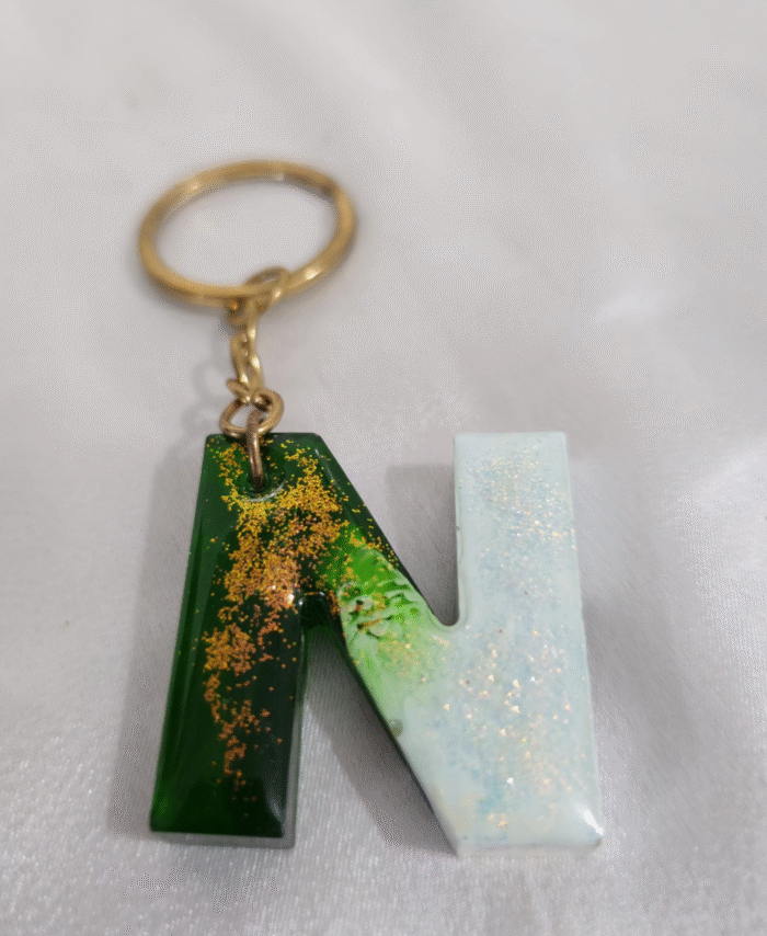 Resin Glitter Keyring Letter N