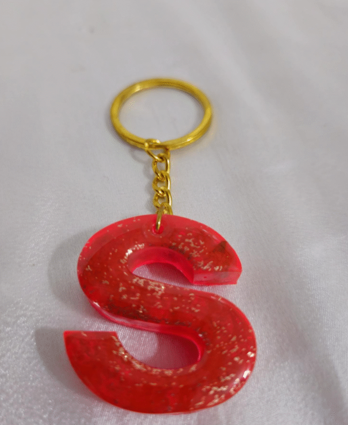 Resin Glitter Keyring Letter S