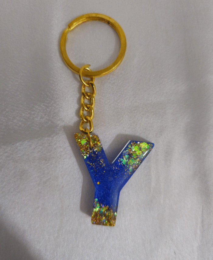 Resin Glitter Keyring Letter Y