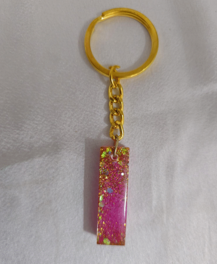 Resin Pebble style Keyring Letter I