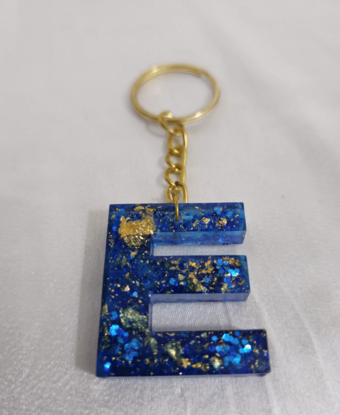 Resin Glitter Keyring Letter E