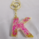 Resin Glitter Keyring Letter K with Lobster Clasp