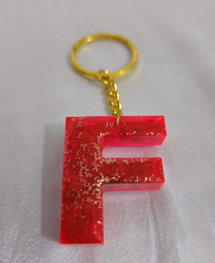 Resin Glitter Keyring Letter F