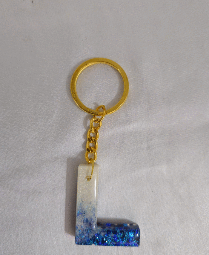 Resin glitter Keyring Letter L