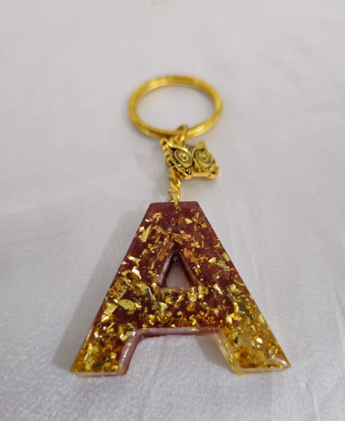 Resin Glitter Keyring Letter A