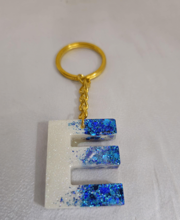 Resin Glitter Keyring Letter E