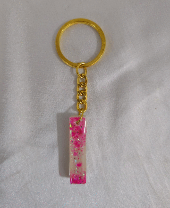 Resin Glitter Keyring Letter I