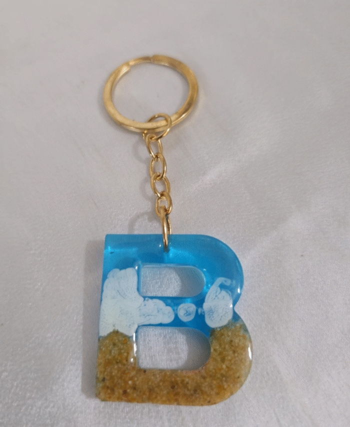Resin Pebble-style Keyring Letter B
