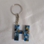 Resin Pebble style Keyring Letter H