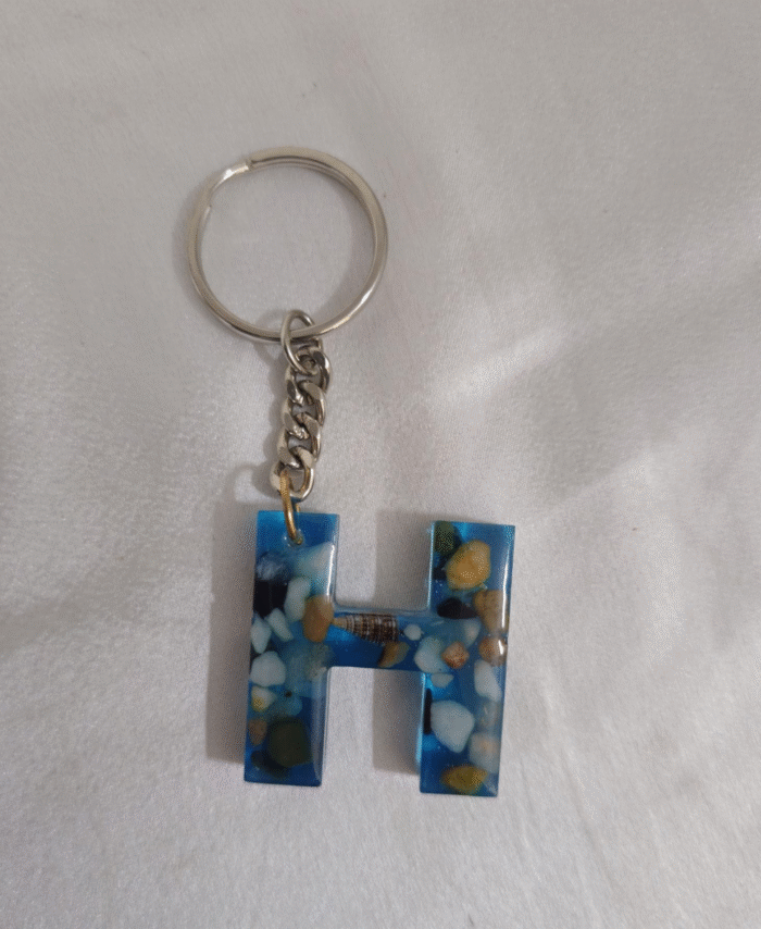Resin Pebble style Keyring Letter H