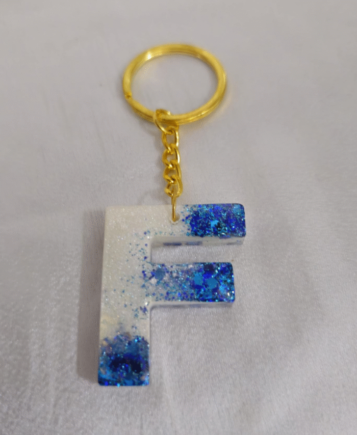 Resin Glitter Keyring Letter F