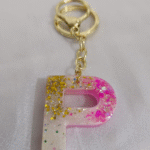 Resin Glitter Keyring Letter P with Lobster Clasp