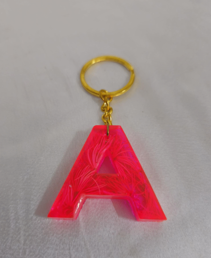 Resin Ribbon Design Keyring Letter A