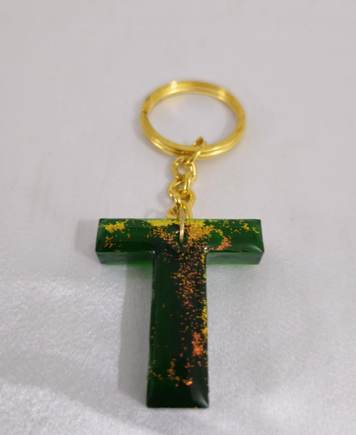 Resin Glitter Keyring Letter T