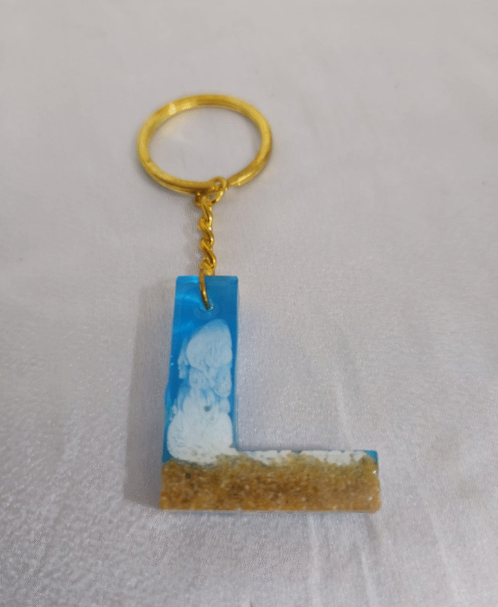 Resin Pebble style Keyring Letter L