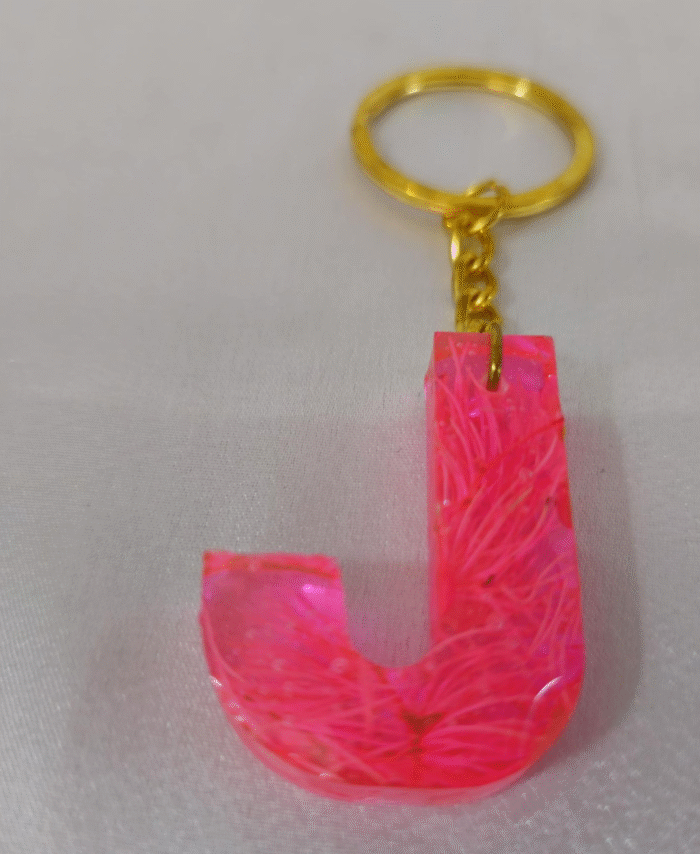 Resin Ribbon Keyring Letter J