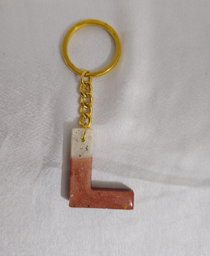 Resin glitter Keyring Letter L