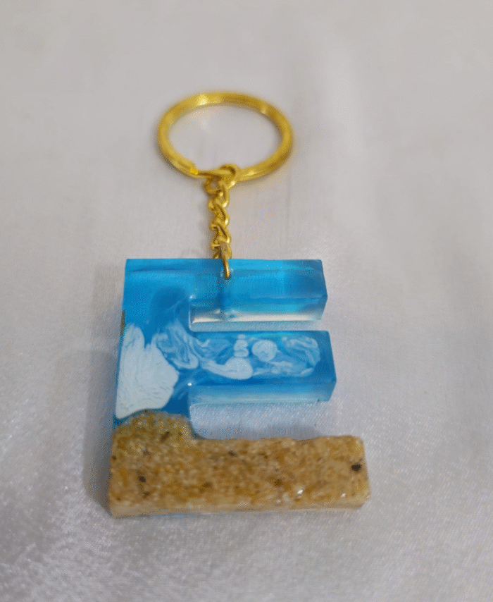 Resin Glitter Keyring Letter E