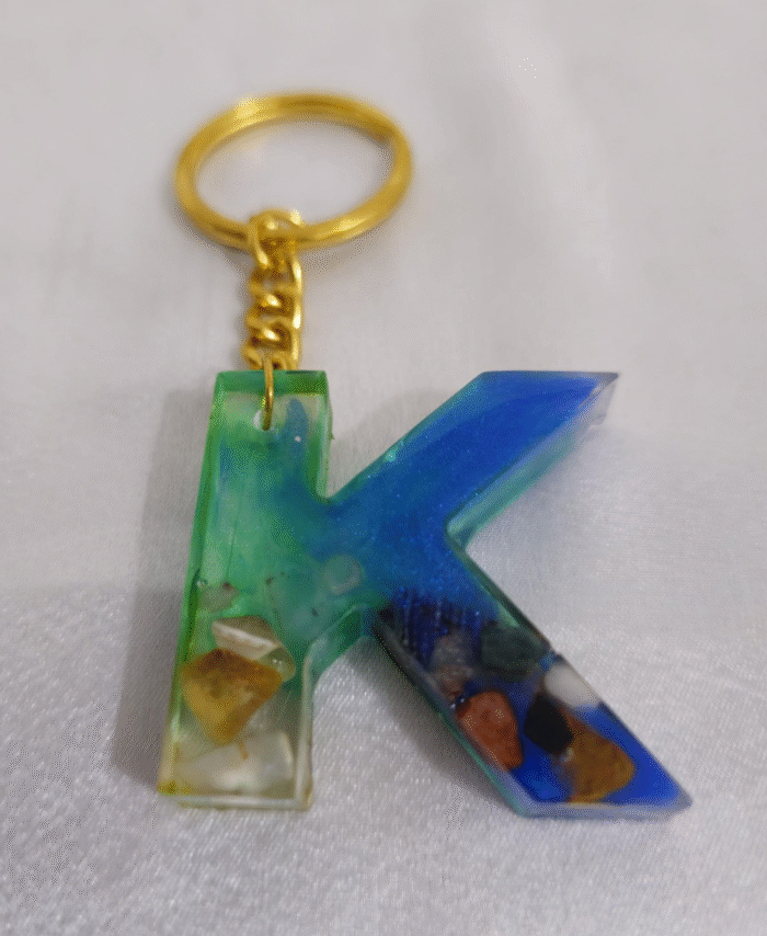 Resin Pebble-style Keyring Letter K