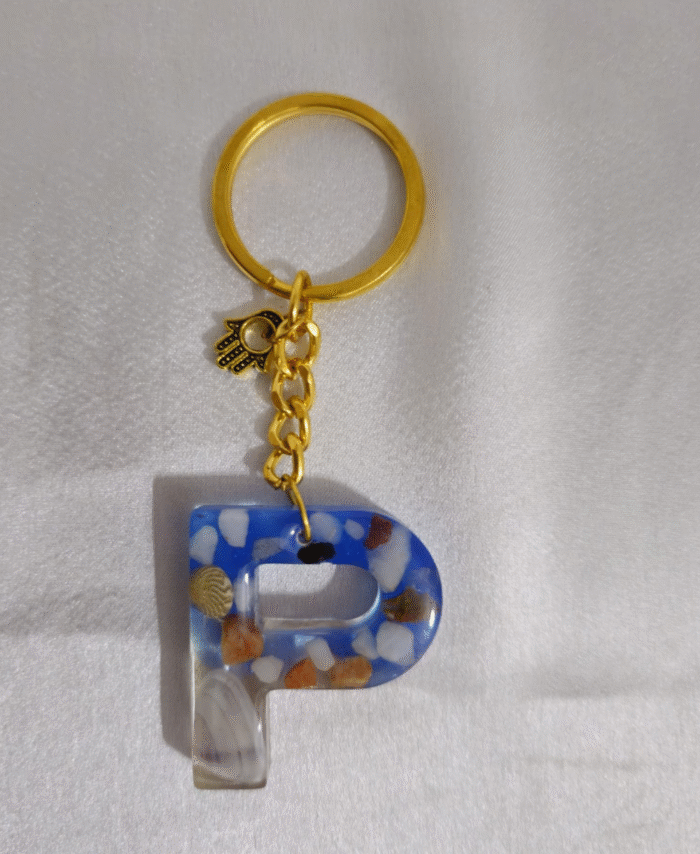 Resin Pebble style Keyring Letter P