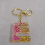 Resin Glitter Keyring Letter E with Lobster Clasp