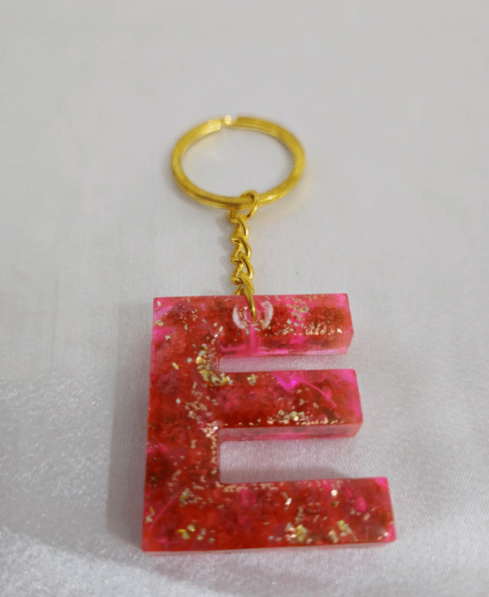 Resin Glitter Keyring Letter E